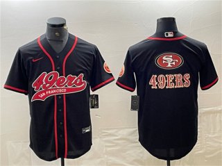 Men's San Francisco 49ers Black Team Big Logo With Patch Cool Base Stitched Baseball Jersey