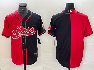 Men's San Francisco 49ers Blank Red Black White Blue Two Tone Stitched Baseball Jersey