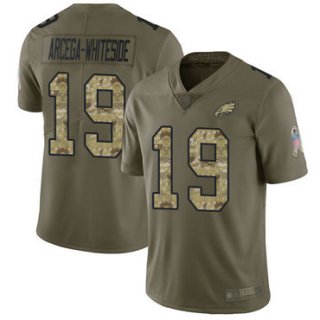 Eagles #19 JJ Arcega-Whiteside Olive Camo Men's Stitched Football Limited 2017 Salute To Service Jersey