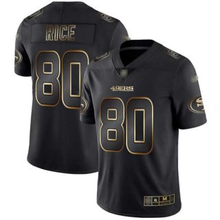 49ers #80 Jerry Rice Black Gold Men's Stitched Football Vapor Untouchable Limited Jersey