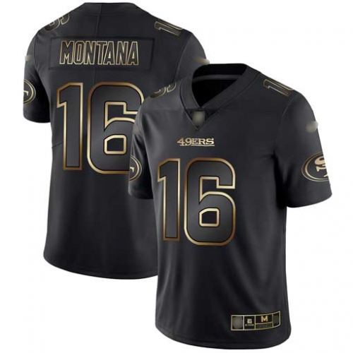 49ers #16 Joe Montana Black Gold Men's Stitched Football Vapor Untouchable Limited Jersey