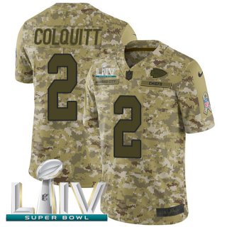 Nike Chiefs #2 Dustin Colquitt Camo Super Bowl LIV 2020 Men's Stitched NFL Limited 2018 Salute To Service Jersey