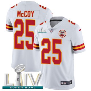 Nike Chiefs #25 LeSean McCoy White Super Bowl LIV 2020 Youth Stitched NFL Vapor Untouchable Limited Jersey