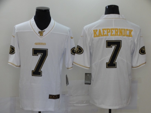 Men's San Francisco 49ers #7 Colin Kaepernick White 100th Season Golden Edition Jersey