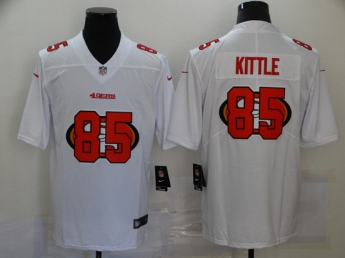 Men's San Francisco 49ers #85 George Kittle White 2020 Shadow Logo Vapor Untouchable Stitched NFL Nike Limited Jersey