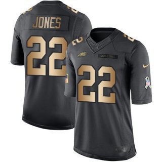 Nike Philadelphia Eagles #22 Sidney Jones Black Men's Stitched NFL Limited Gold Salute To Service Jersey