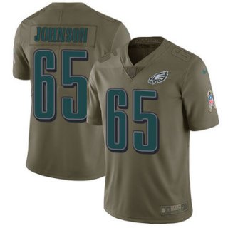 Nike Philadelphia Eagles #65 Lane Johnson Olive Men's Stitched NFL Limited 2017 Salute To Service Jersey