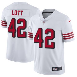 Nike 49ers #42 Ronnie Lott White Rush Men's Stitched NFL Vapor Untouchable Limited Jersey