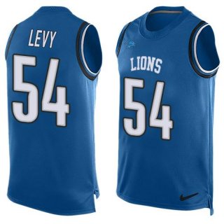 Men's Detroit Lions #54 DeAndre Levy Light Blue Hot Pressing Player Name & Number Nike NFL Tank Top Jersey