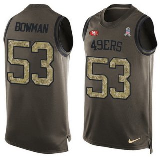 Men's San Francisco 49ers #53 NaVorro Bowman Green Salute to Service Hot Pressing Player Name & Number Nike NFL Tank Top Jersey