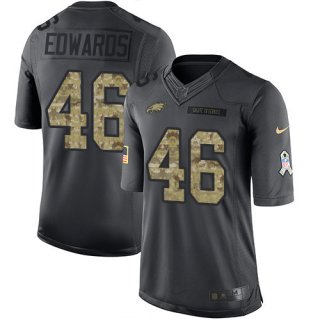 Men's Philadelphia Eagles #46 Herman Edwards Black Anthracite 2016 Salute To Service Stitched NFL Nike Limited Jersey