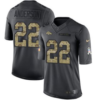 Men's Denver Broncos #22 C.J. Anderson Black Anthracite 2016 Salute To Service Stitched NFL Nike Limited Jersey