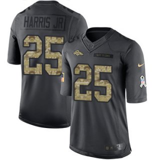 Men's Denver Broncos #25 Chris Harris Jr Black Anthracite 2016 Salute To Service Stitched NFL Nike Limited Jersey