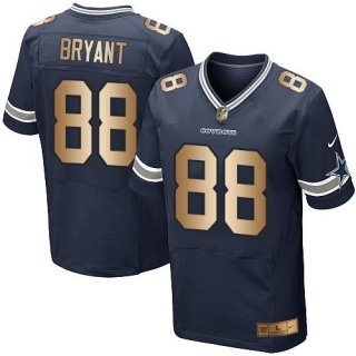 Nike Cowboys #88 Dez Bryant Navy Blue Team Color Men's Stitched NFL Elite Gold Jersey