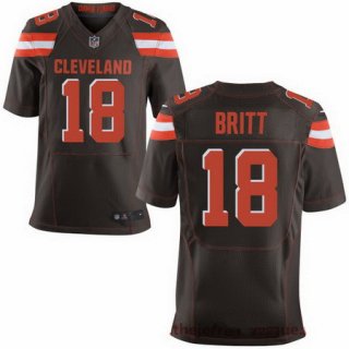 Men's Cleveland Browns #18 Kenny Britt Brown Team Color Stitched NFL Nike Elite Jersey