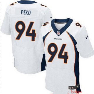 Men's Denver Broncos #94 Domata Peko White Road Stitched NFL Nike Elite Jersey