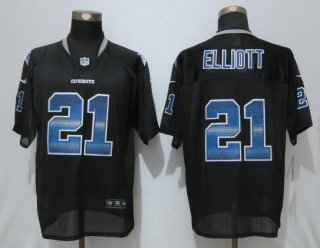 Men's Dallas Cowboys #21 Ezekiel Elliott Black Strobe Stitched NFL Nike Fashion Jersey