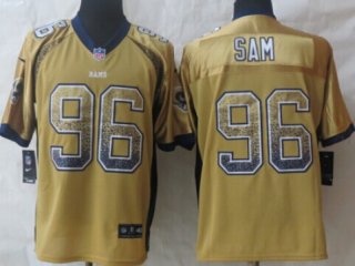 Nike St. Louis Rams #96 Michael Sam Drift Fashion Gold Elite Jersey