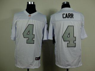 Nike Oakland Raiders #4 Derek Carr White With Silvery Elite Jersey