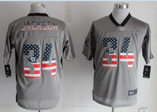 Nike Oakland Raiders #34 Bo Jackson 2014 USA Flag Fashion Gray Elite Jersey