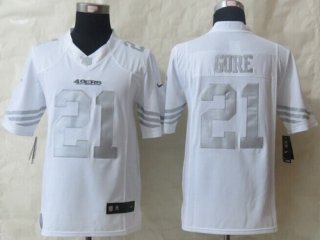 Nike San Francisco 49ers #21 Frank Gore Platinum White Limited Jersey