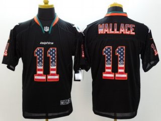 Nike Miami Dolphins #11 Mike Wallace 2014 USA Flag Fashion Black Elite Jersey