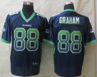 Nike Seattle Seahawks #88 Jimmy Graham Drift Fashion Blue Elite Jersey