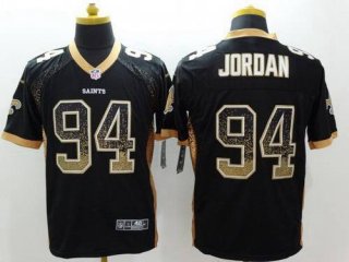 Men's New Orleans Saints #94 Cameron Jordan Nike Drift Fashion Black Elite Jersey