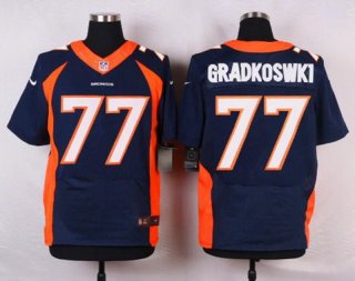 Men's Denver Broncos #77 Gino Gradkowski Navy Blue Alternate NFL Nike Elite Jersey