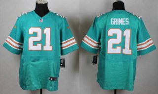 Men's Miami Dolphins #21 Brent GrimesAqua Green Alternate 2015 NFL Nike Elite Jersey