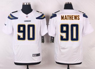 Nike San Diego Chargers #90 Ricardo Mathews White Road NFL Nike Elite Jersey