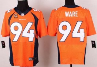 Men's Denver Broncos #94 DeMarcus Ware Orange Team Color C Patch NFL Nike Elite Jersey