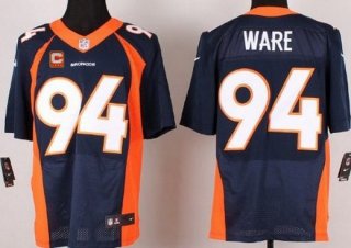 Men's Denver Broncos #94 DeMarcus Ware Navy Blue Alternate C Patch NFL Nike Elite Jersey