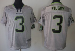 Nike Seattle Seahawks #3 Russell Wilson Lights Out Gray Elite Jersey