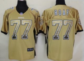 Nike New Orleans Saints #77 Willie Roaf Drift Fashion Gold Elite Jersey