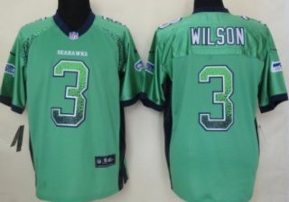 Nike Seattle Seahawks #3 Russell Wilson Drift Fashion Green Elite Jersey