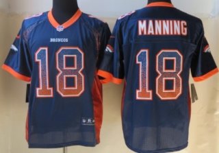 Nike Denver Broncos #18 Peyton Manning Drift Fashion Blue Elite Jersey