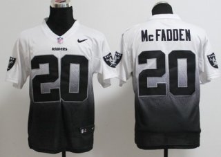 Nike Oakland Raiders #20 Darren McFadden White/Black Fadeaway Elite Jersey