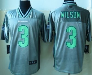 Nike Seattle Seahawks #3 Russell Wilson 2013 Gray Vapor Elite Jersey