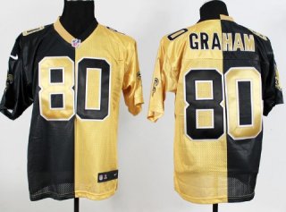 Nike New Orleans Saints #80 Jimmy Graham Black/Gold Two Tone Elite Jersey