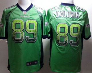 Nike Seattle Seahawks #89 Doug Baldwin Drift Fashion Green Elite Jersey