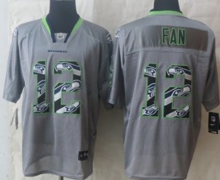 Nike Seattle Seahawks #12 Fan Lights Out Gray Ornamented Elite Jersey