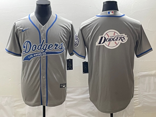 Men's Los Angeles Dodgers Grey Blank With Patch Cool Base Stitched Baseball Jerseys