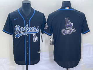 Men's Los Angeles Dodgers Black Team Big Logo With Patch Cool Base Stitched Baseball Jerseys