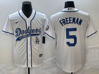 Men's Los Angeles Dodgers #5 Freddie Freeman White Cool Base Stitched Baseball Jersey