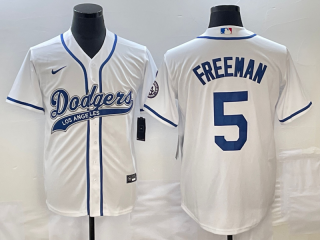 Men's Los Angeles Dodgers #5 Freddie Freeman White Cool Base Stitched Baseball Jersey1