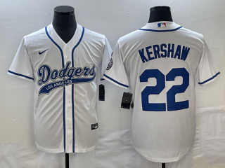 Men's Los Angeles Dodgers #22 Clayton Kershaw White Cool Base Stitched Baseball Jersey1