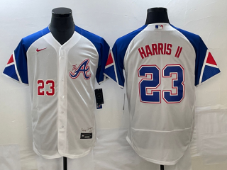 Men's Atlanta Braves #23 Michael Harris II Number White 2023 City Connect Flex Base Stitched Baseball Jersey