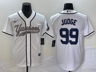 Men's New York Yankees #99 Aaron Judge White Cool Base Stitched Baseball Jersey