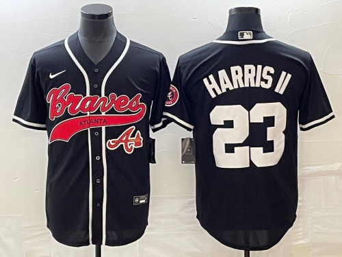 Men's Atlanta Braves #23 Michael Harris II Black Cool Base Stitched Baseball Jersey